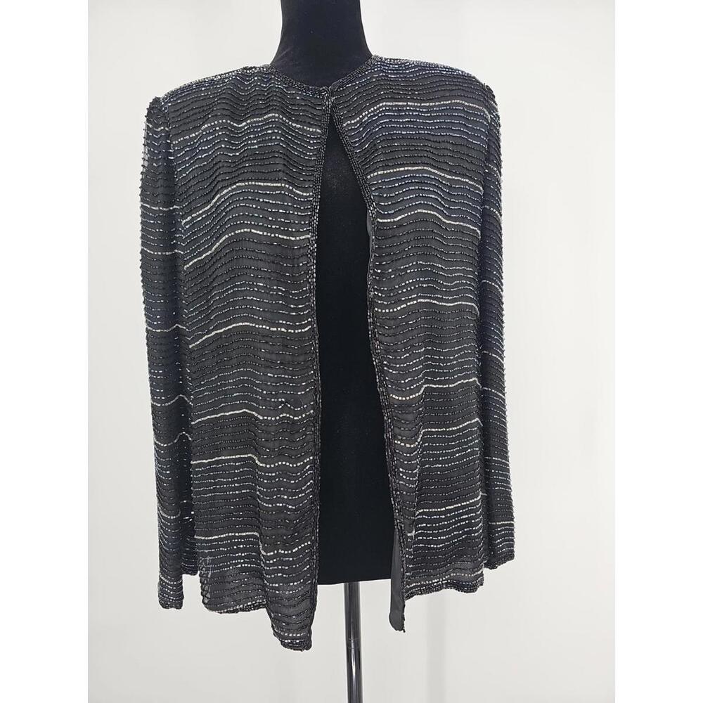 Vintage Lawrence Kazar Sparkly Embellished Women's Jacket‎ Large Black Blazer